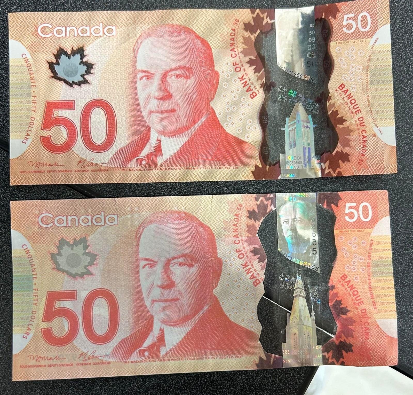 Counterfeit $50 CAD Bills